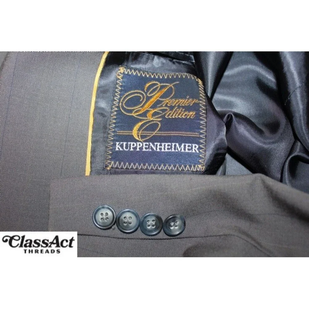Kuppenheimer 2 Piece Suit Mens Gray Striped Wool 2 Btn 40L Pleated Fronts 36" W - Picture 9 of 9